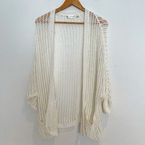 Retrod Woman White Open Knit Cardigan Oversize Sweater Size S